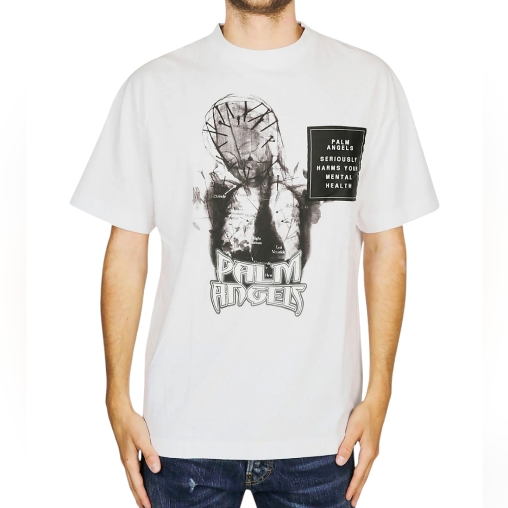 Palm Angels Designer Men's Madonna Art Wear Grungecore Streetwear Hip-hop Tee L